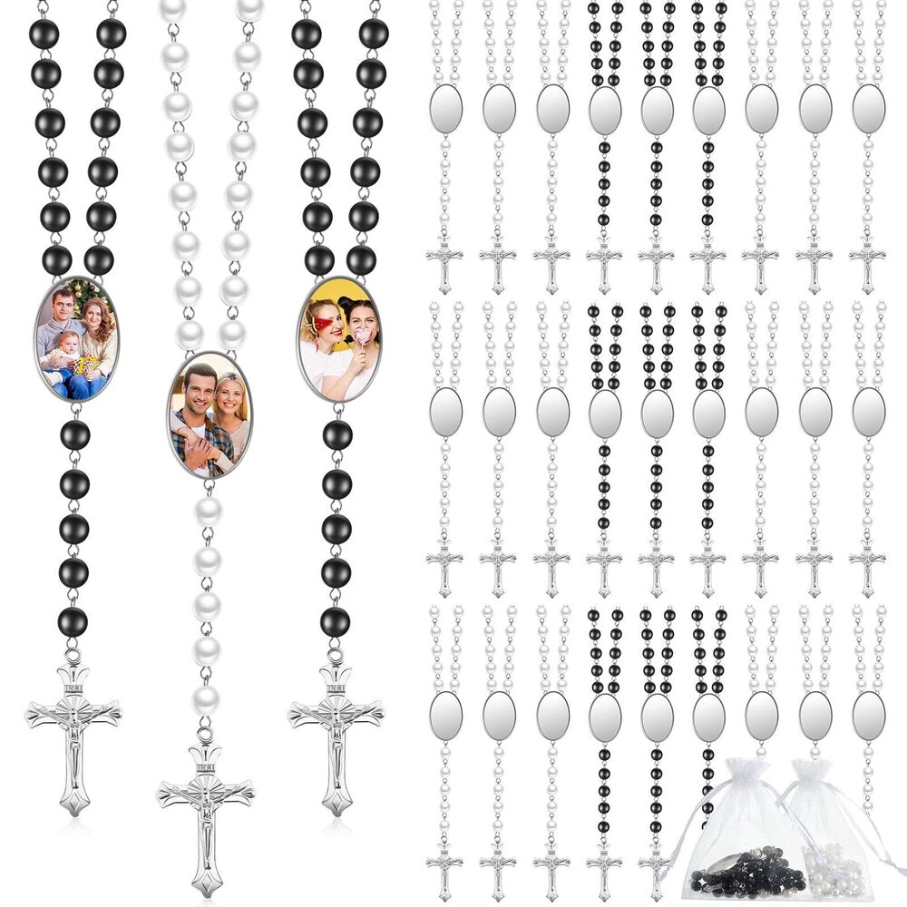 3879 Sublimation Blanks Rosary Beads Necklace Set Catholic Rosaries